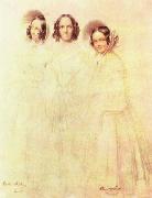 Franz Kruger Portrat der Frau Crelinger mit ihren Tochtern Bertha und Clara oil painting